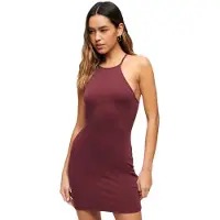 Superdry para mujer. W8011537A Minivestido espalda olímpica granate (XS), Casual, Modal, Sin mangas / Tirantes, outlet 2026.