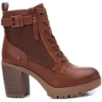 Refresh para mujer. 17123201-CAMEL Botines con hebilla -Altura tacón 8cm- marrón (37), 5 a 8cm, Cordones, Cremallera, Casual, Imitación cuer