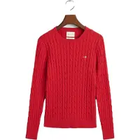 Gant para mujer. 4800100 Jersey de cuello redondo y punto de ochos en algodón elástico rojo (S), Casual, outlet 2026.
