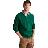Gant para hombre. 2004082 Polo de cambray verde (L), Casual, Algodón, Manga larga, outlet 2026.