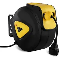 MSW Cargador automático de cable, carretel de pared con cable de extensión, enchufe de 230V / 10A / 50Hz, longitud de 21,5 metros
