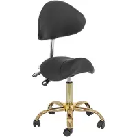 Physa Silla de peluquería negra y dorada, con respaldo ajustable