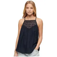 Superdry para mujer. W6011860A Camiseta de tirantes de encaje marino (M), Casual, Viscosa, Sin mangas / Tirantes, outlet 2026.