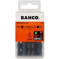Bahco : Juego de 10 puntas de torsión de 1/4 de pulgada para tornillos Pozidriv, de 50 mm de longitud, con cabeza PZ2, en blíster