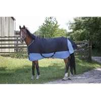 Ekkia EQUITHÈME TYREX 600 D: Manta, manta para exteriores, manta de invierno de 150 g, color: azul marino/gris, talla: longitud del lomo 110 cm, relleno de poliéster de 150 g