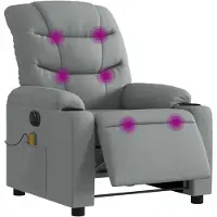 vidaXL Silla de masaje eléctrica, color gris claro, tapizada en tela