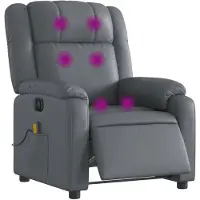 vidaXL Silla de masaje eléctrica, color gris, tapizada en cuero sintético ()