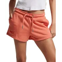 Superdry para mujer. W7110388A Pantalones cortos de punto con el logotipo Vintage bordado naranja (S), Casual, Algodón, Coral, Sostenible, S