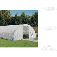 vidaXL Invernadero con estructura de acero, color blanco, 88 m², dimensiones 22x4x2 metros