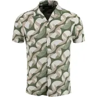 Key Largo Camisa 'MAGMA' beige / verde moteado / blanco