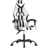 vidaXL Silla de juego blanca y negra de , tapizada en cuero sintético