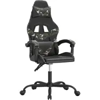 vidaXL Silla de juego negra y con estampado camuflaje, tapizada en cuero sintético