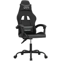 vidaXL Silla de gaming negra de , tapizada en cuero sintético