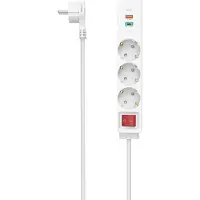 Hama 223185 3-fach Steckdosenleiste mit Schalter 1,4 m weiß mit USB-Buchse