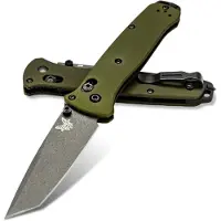 Benchmade Navaja Bailout CPM M4 Tungsten Gray Cerakote, woodland green aluminum
