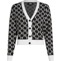 Karl Lagerfeld Kl Monogram Short Cardigan Kl Monogram Black/white Talla: XS | Chaquetas Outlet | Mujer | Negro