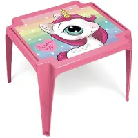 Arditex Mesa con forma de unicornio, 44 x 50 cm, polipropileno, color rojo/rosa