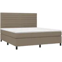 vidaXL Cama con somier y colchón , color taupe, 160x200 cm, tapizada en tela