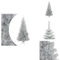 vidaXL Árbol de Navidad artificial con soporte, color plateado, 210 cm, material: PET - Árboles de Navidad