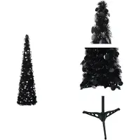 vidaXL Árbol de Navidad artificial pop-up, color negro, 180 cm, material: PET - Árboles de Navidad