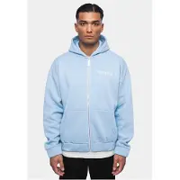 Dropsize Sudadera con cremallera azul claro / blanco