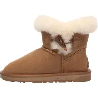 EVER AU Botas de tobillo 'Robin' marrón castaño / blanco lana