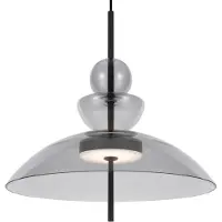 Maytoni Lámpara colgante LED Bangkok, color negro, diámetro 40 cm, 12W, pantalla de vidrio, luz blanca cálida