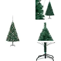vidaXL Árbol de Navidad artificial con luces y adornos, color verde, 120 cm - Árboles de Navidad