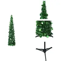 vidaXL Árbol de Navidad artificial tipo pop-up, color verde, 150 cm, material PET - Árboles de Navidad