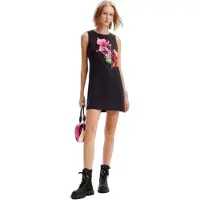 Desigual , Vestido estampado flor, Negro, M