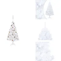 vidaXL Árbol de Navidad artificial con luces y adornos blancos, 150 cm - Árboles de Navidad
