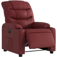 vidaXL Sillón reclinable eléctrico, color burdeos, tapizado en cuero sintético ()