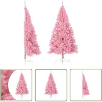 The Living Store : Árbol de Navidad artificial, medio tamaño, con base, color rosa, 210 cm, fabricado en PVC