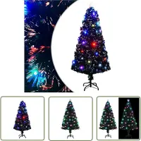 The Living Store : Árbol de Navidad artificial con soporte y luces LED, 150 cm, fibra óptica