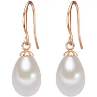Lulu & Jane Pendientes oro rosa / blanco perla