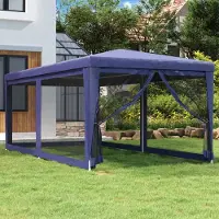 The Living Store Tienda campaña Living Store con 6 paneles laterales de malla, color azul, 3x6 metros, fabricada en HDPE