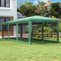 The Living Store La tienda de campaña Living Store, con 8 paneles laterales de malla, color verde, de 3x9 metros, fabricada en HDPE