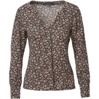 KOROSHI Blusa marrón claro / rojo / negro / blanco