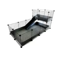 C&c Jaula modular de 40x20 cm + plataforma de 20x10 cm + rampa gris