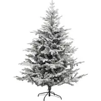 LIGHTS Árbol de Navidad artificial, con base metálica, adornado con nieve artificial, de 150 cm de altura