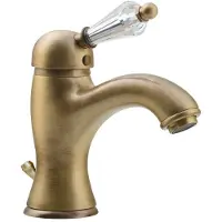 Sapho KIRKÉ: Grifo para lavabo con desagüe, palanca de cristal, color bronce