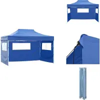 vidaXL Toldo con 3 paneles laterales, 3x4,5 m, color azul - Pabellones y toldos para fiestas