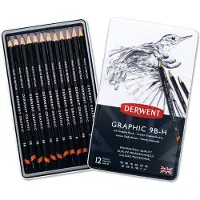 Derwent Lápiz De Grafito Metallic Box 9b-h 12 Unidades