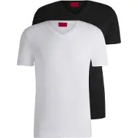 HUGO para hombre. 50325417 Pack 2 Camisetas Cuello Pico blanco, negro (XXL), Casual, Algodón, Manga corta, Sostenible, outlet 2026.