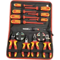 BRÜDER MANNESMANN Kit de herramientas eléctricas de 14 piezas de , apto para voltajes de hasta 1000V / 1500V, en maletín