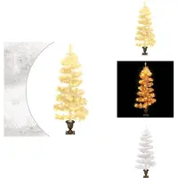 vidaXL Árbol de Navidad espiral con iluminación y maceta, blanco, 120 cm - Árboles de Navidad