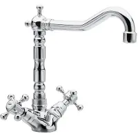 Hak Grifo para lavabo Sapho ANTEA con caño de diseño retro, que incluye el desagüe, acabado cromado