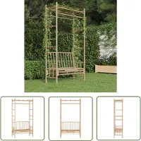 The Living Store Banco de jardín con pérgola, de 116 cm, fabricado en bambú ()
