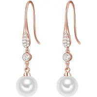 Lulu & Jane Pendientes oro rosa / blanco / blanco perla