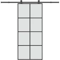 vidaXL Puerta corredera con herrajes, 90x205 cm, vidrio de seguridad ESG y aluminio